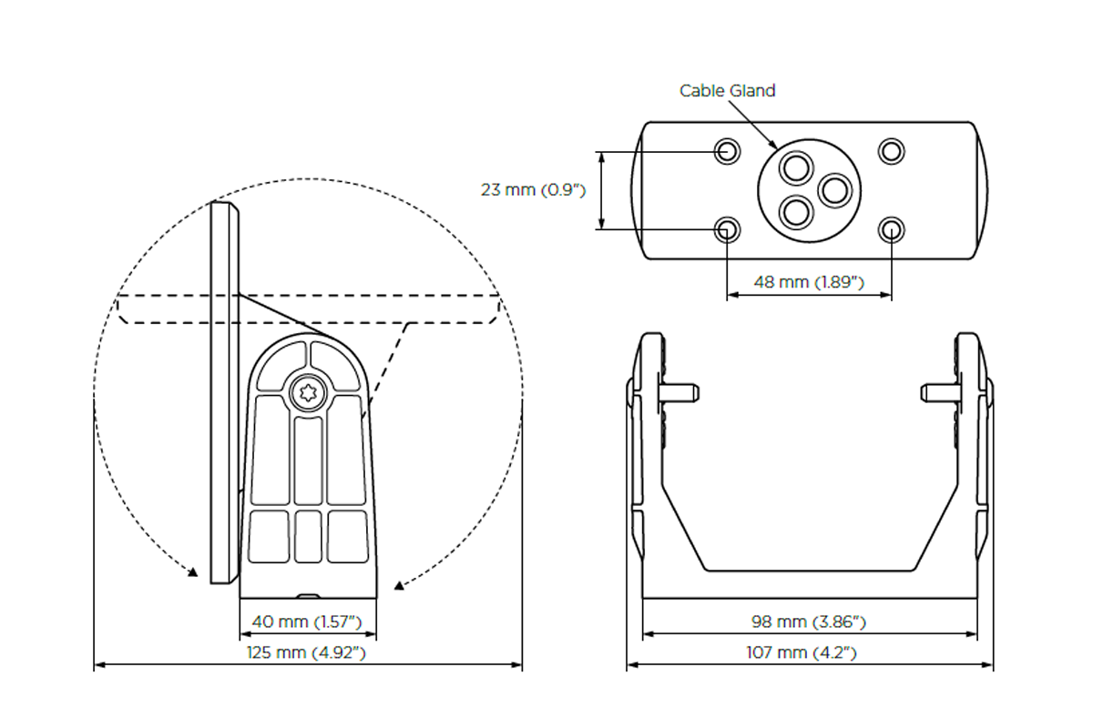 Zipwake Control Panel (CP) Kardanhalterung