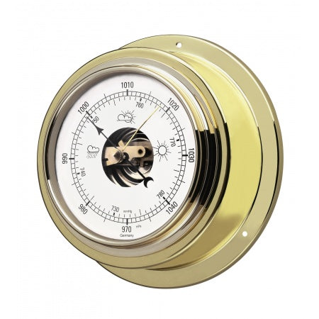 Hygrometer/ Uhr / Thermometer / Barometer Maritim Ms poliert Skala 95mm, 140x56mm