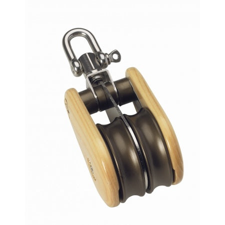 BARTON Doppelblock kugelgelagert Holz 30x12 - 45x14 mm 8-10 mm Tau Wirbelschäkel