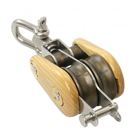 BARTON Doppelblock kugelgelagert Holz 30x12 - 45x14 mm 8-10 mm Tau Wirbelschäkel Unterbügel