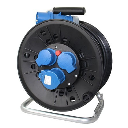 CEE Kabeltrommel 230V 3-polig mit CEE + 2 Schuko, 25m