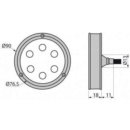 LED-Unterwasserlicht Merlin GFK/A4 12/24V 14W weiß/blau