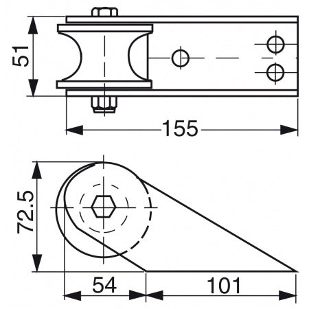 Bugrolle A2 mit Gummirolle, 155x51mm