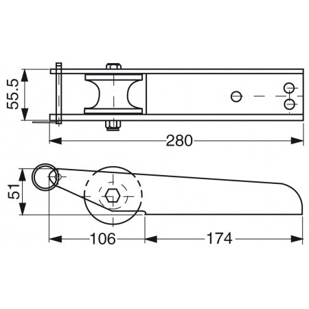 Bugrolle A2 mit Gummirolle, 280x56mm