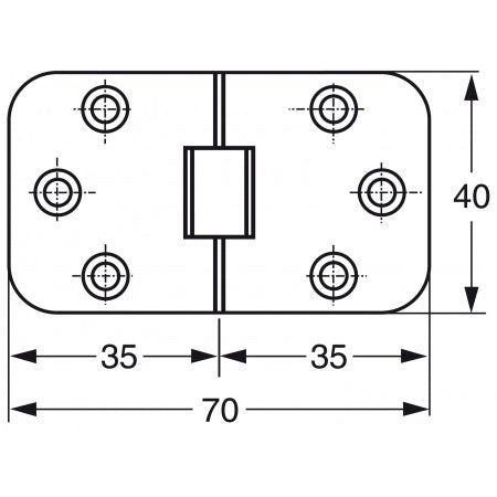 Tischplattenscharnier A2 70x40x2,0mm