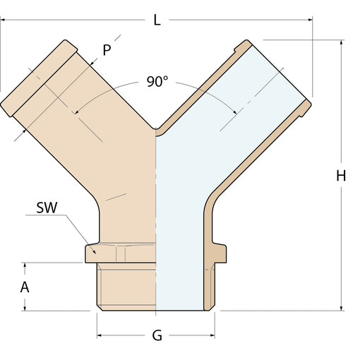 Guidi Y-Schlauchverbinder M - G 1''1/4 P 32