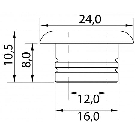 ALLEN Decksdurchführung, rund Alu Auge 12mm schwarz