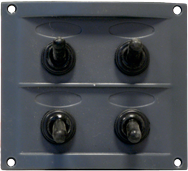 Allpa Kunststoff Schalttafel, 12v, 4-Schalter, 15a Sicherungen, Inkl. Labelsatz, Schwarz