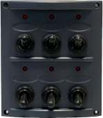 Allpa Kunststoff Schalttafel, 12v, 6-Schalter, 15a Sicherungen, Inkl. Labelsatz, Schwarz