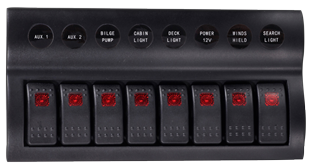 Allpa Kunststoff Schalttafel, 12v, 8-Schalter & Led-Indikator, Auto Fuse, Abm. 235x120mm, Wasserdicht, 2x5a, 3x10a, 3x15a Sicherungen