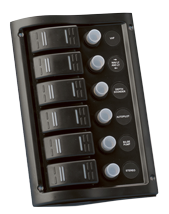 Allpa Kunststoff Schalttafel, 12v, 6-Schalter & Led-Indikator, Automatischen Sicherungen (2x5a-2x10a-2x15a)
