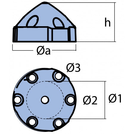 Wellenendanoden Zink Typ Max Prop, 6-Loch für MP63R & MP70R