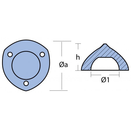 Wellenendanoden Zink Typ Max Prop, 3-Loch
