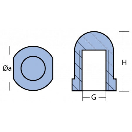 Wellenendanode Zink für 40 mm Welle, mit Innengewinde M27x1,5, Renault