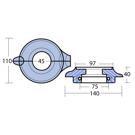 Ringanode 2-tlg. Zink/Magnesium/Aluminium für Volvo Saildrive 130/150 unteres Getriebe