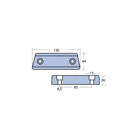Stabanode Zn 130x42x23mm, für Volvo Duo Prop 280/290