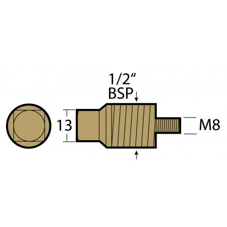 Gewindestopfen Ms 1/2'BSPT auf M8 für Volvo