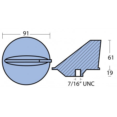 Finnenanode Alu 91mm, Innengew. 7/16'UNC für Mercury 35PS