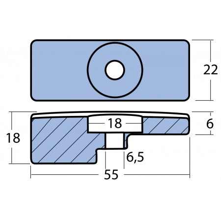 Plattenanode Zn Bohrung 6mm, für Suzuki DF 60-140 (1998-2006)