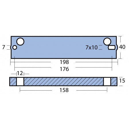 Plattenanode Zink / Aluminium 196x40x14mm für Suzuki DF60-300 (01-10), DT115-140 (96-01)