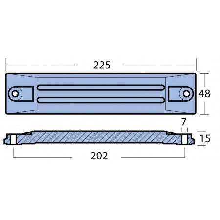 Plattenanode Aluminium 225x50x15mm für Honda BF 75-225PS (1997-2006)