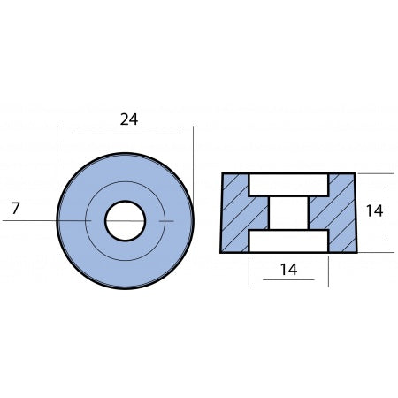 Knopfanode Aluminium 24x14mm für Wassereinlass von Honda BF 75-130PS