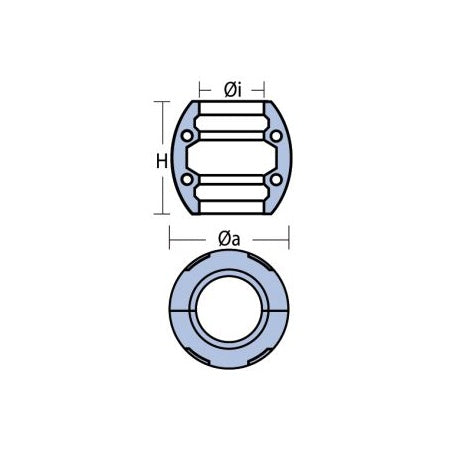Wellenanode, kugelförmig, nussförmig Zink/Magnesium/Aluminium 35 - 60 mm 4 Bolzen