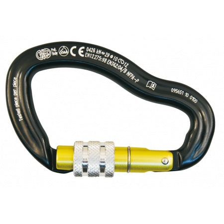KONG Karabiner Ergo mit Überwurfmutter Alu 99mm schwarz/gelb