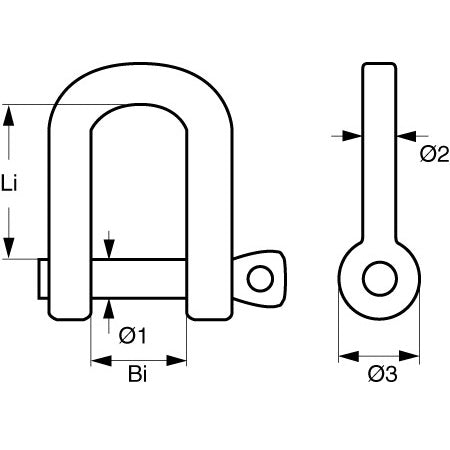 Edelst.-Schäkel geschm. D-Form lang 5-9,5 mm