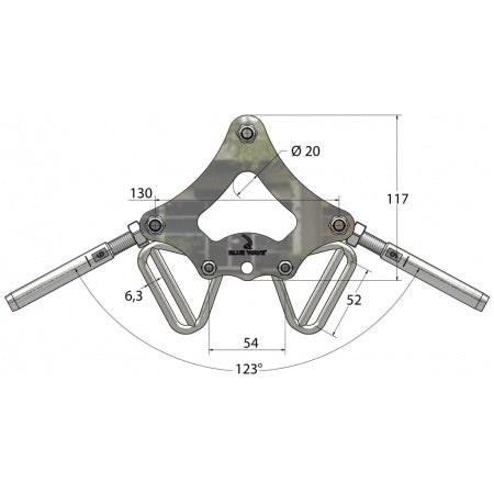 BLUE WAVE Sonnensegel-Eckspanner A4 M12, für Gurt 50mm, Draht 6mm