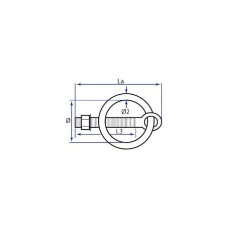 Augbolzen mit metr. Gewinde und Ring A4 M6x55mm, Ring 6x35mm