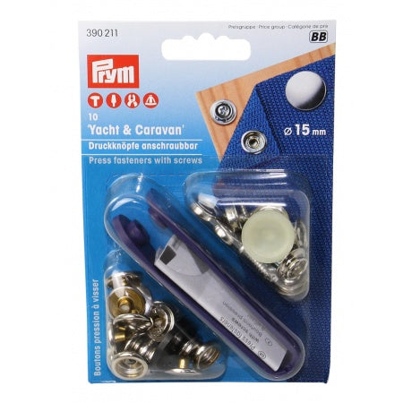 PRYM Druckknopf-Set DIY Sport Camping / Druckknopf Anorak / Kugel MsNi 15mm 10St. SB-Pack