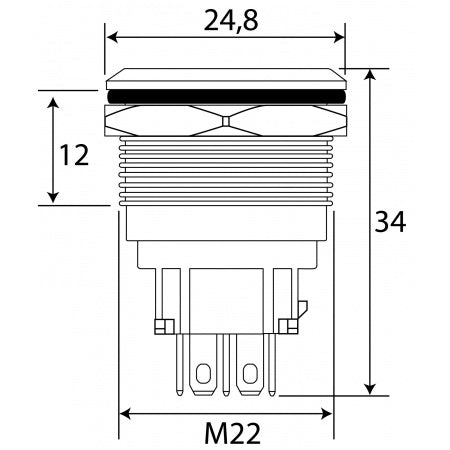 Drucktaster Edelstahl 12/24V 22mm mit LED rot/grün