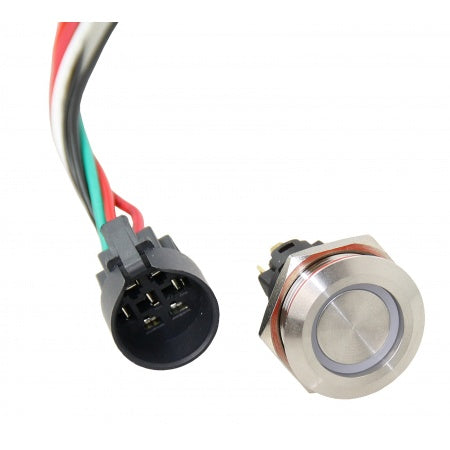 Drucktaster Edelstahl 12/24V 22mm mit LED rot/grün