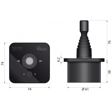 QUICK Bedienpaneel mit Joystick TCD2042 12/24 Volt für Bugstrahlruder