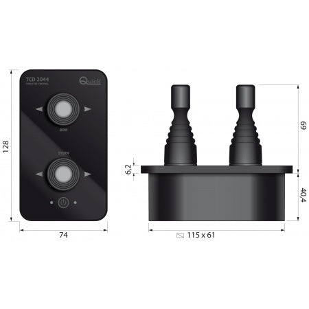 QUICK Bedienpaneel mit 2 Joysticks TCD2044 12/24 Volt für Bugstrahlruder