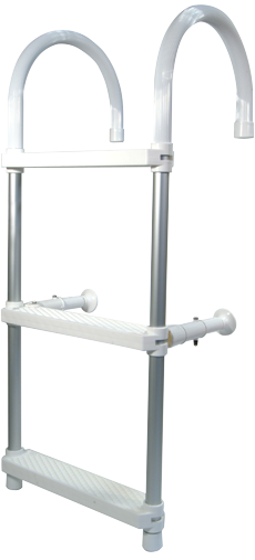 Allpa Aluminium Badeleiter Mit Haken, 5-Stufen, Mit Verstellbaren Distanzhaltern, L=1450mm, Rohr Ø25mm