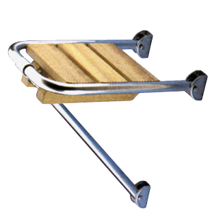 Allpa Niro Mini Badeplattform Mit Holzlatten Aus Teak, Abm. 270x360mm, 1x Stüzen, Rohr Ø25mm