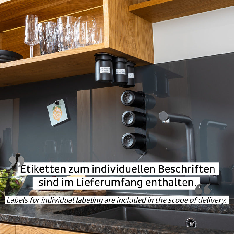 Silwy Feinkost-Magnetgläser BLACK 3er Set