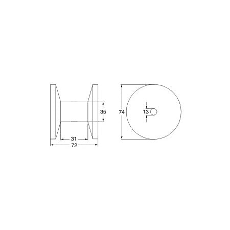 Bugrolle Gummi ohne Buchse 72x74 mm