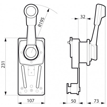 ULTRAFLEX Einhebelschaltung Seitenmontage B85 Alu mit Neutral-Einrastung, für Segelboote