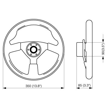 ULTRAFLEX V38 KS-Steuerrad Antivibration Ø 350mm SCHWARZ