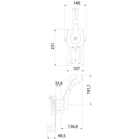 ULTRAFLEX Einhebelschaltung Seitenmontage B310B mit Neutral-Einrastung und Trimmschalter