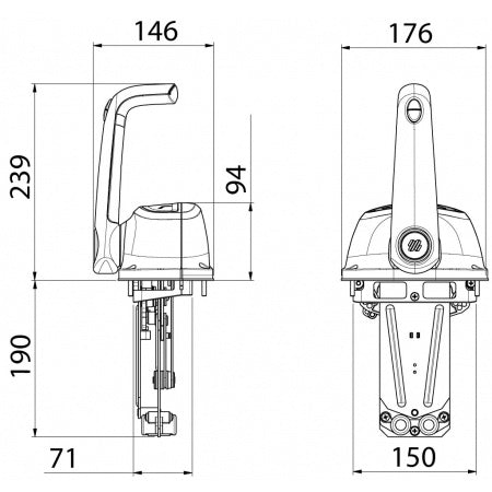 ULTRAFLEX Einhebelschaltung B501B ABS grau für 1 Motor