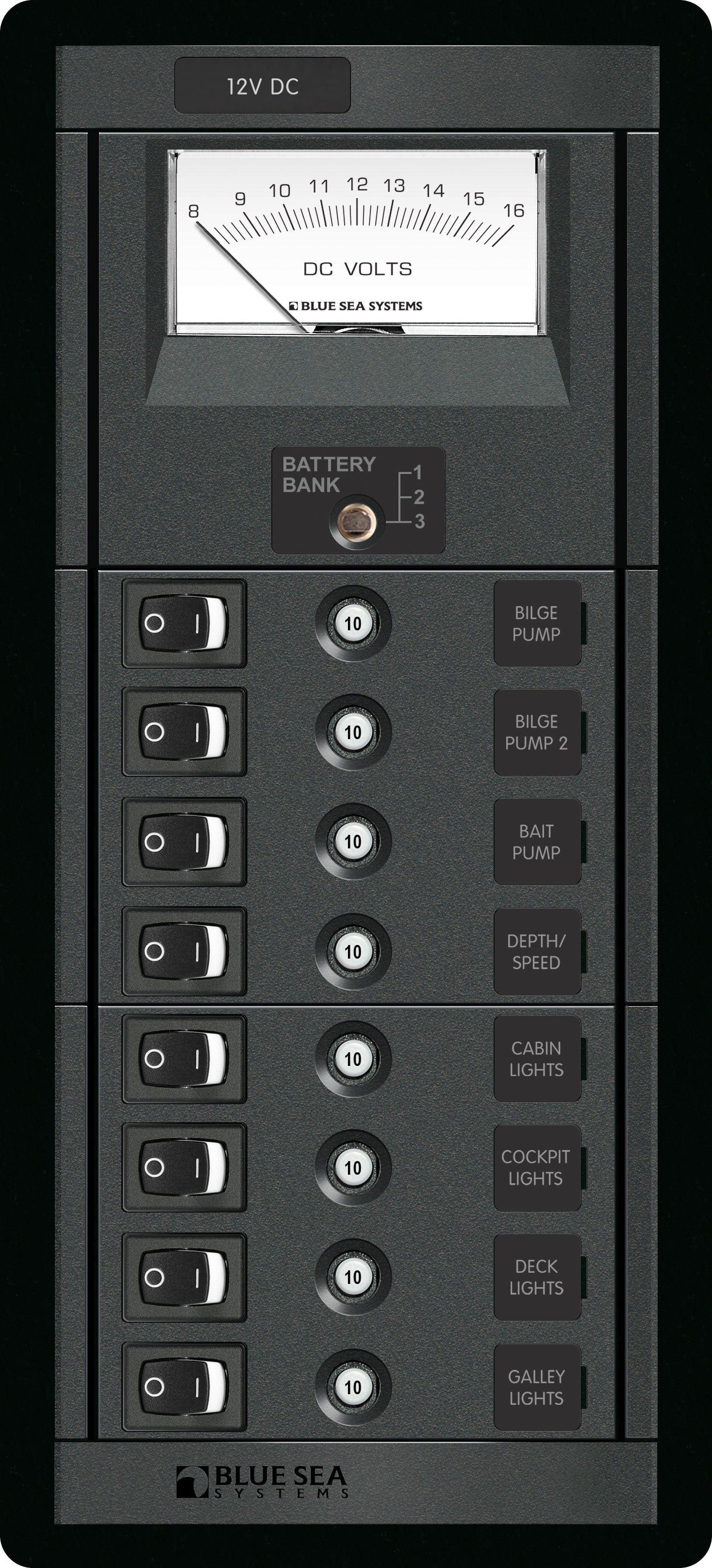 Panel 360 DC 8pos Sw CLB Voltmeter V