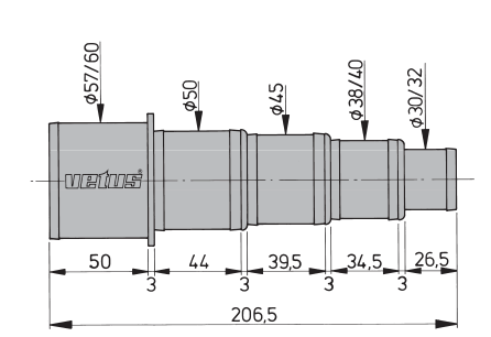 Vetus Verlaufsstück für Schlauch 30-60mm