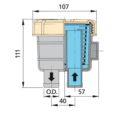 Vetus FTR140 Kühlwasserfilter 13 bis 19 mm Schlauchdurchmesser