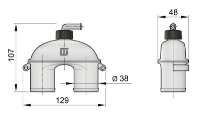 Vetus Kunststoffbelüfter mit Schlauch 38mm