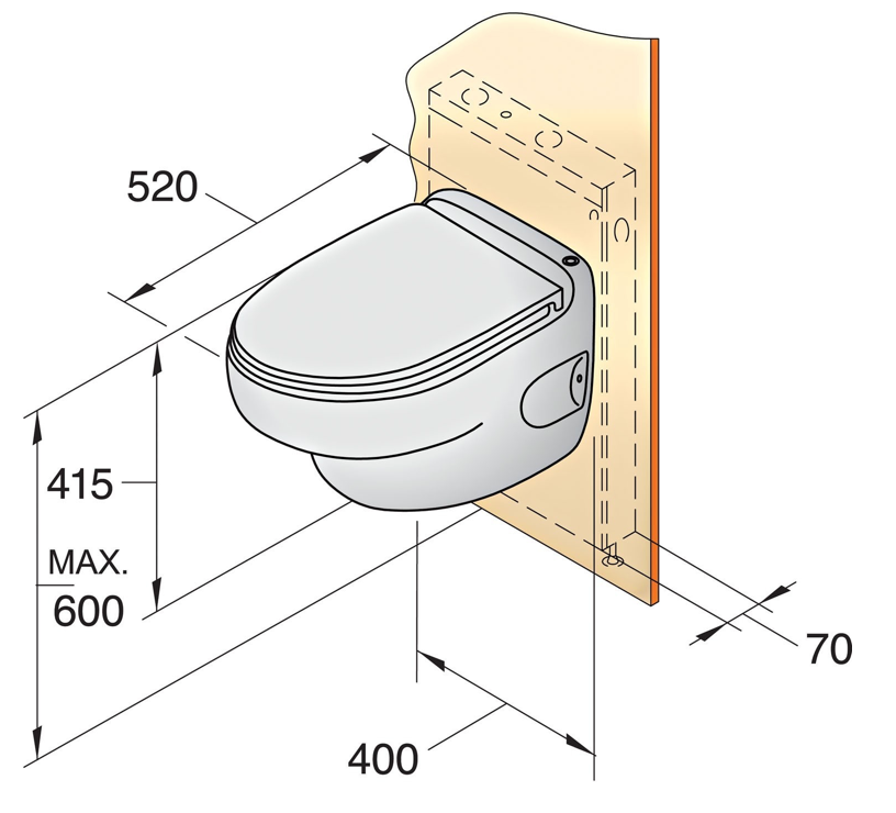 Vetus Toilette Typ-HATO 24V für Wandmontage