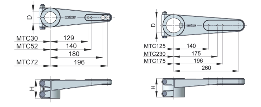 Vetus Aluminium-Ruderarm, 30 bis 60 mm Ruderwellendurchmesser